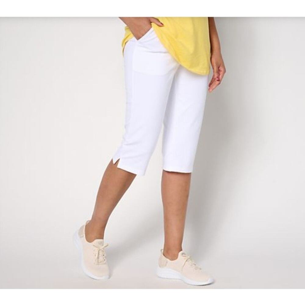 Denim & Co Size 2X White Duo Stretch Skimmer With Pockets A683902 NWOT